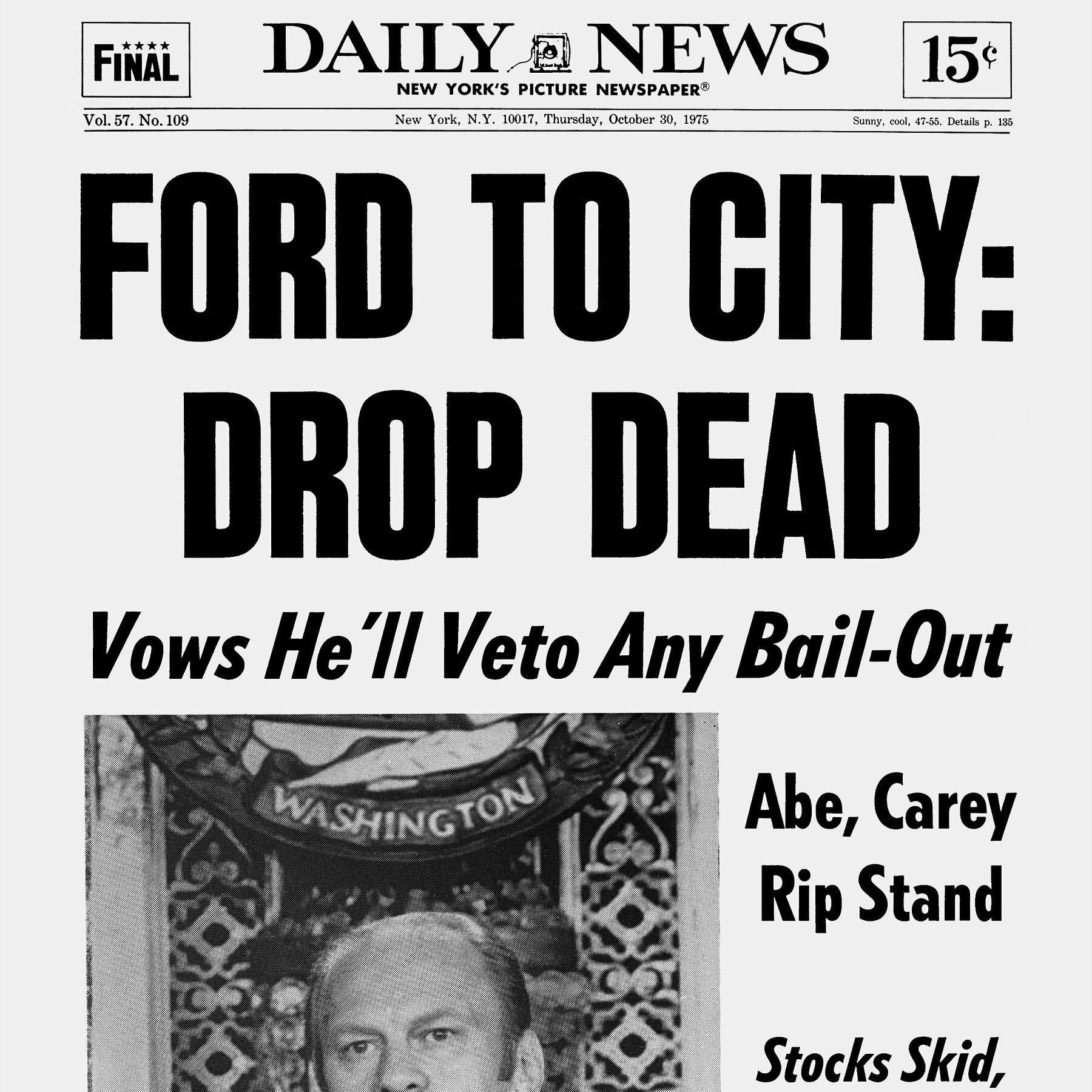 50 Years Ago, My Father Wrote the Headline ‘Ford to City: Drop Dead’