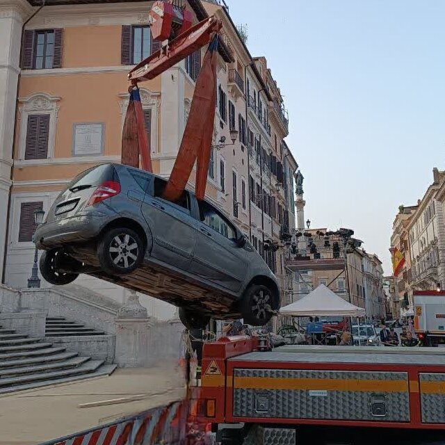 A Man Drove a Car Down Rome’s Spanish Steps. It Did Not Go Great.