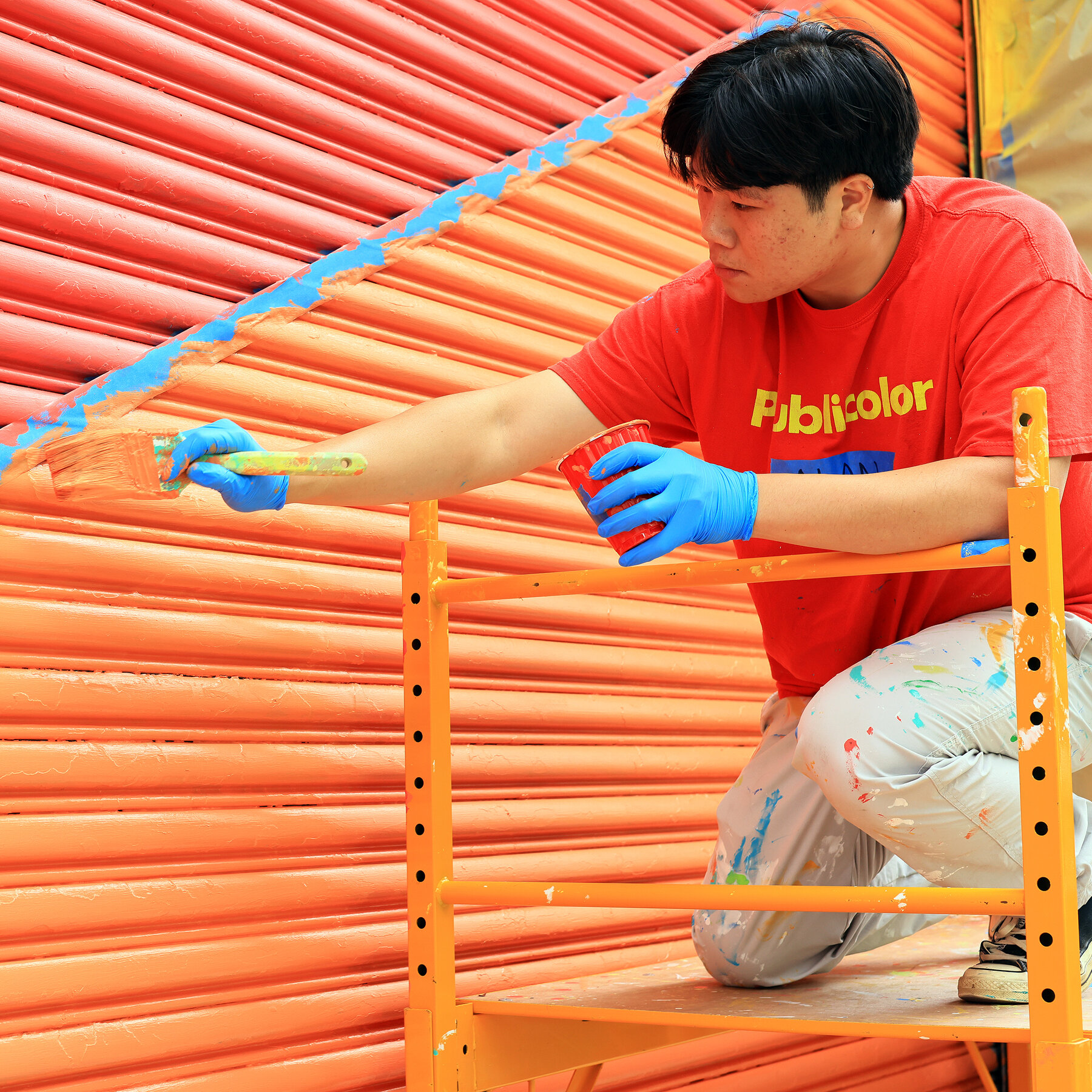 A ‘Mural’ of Garage Doors, Painted by Students