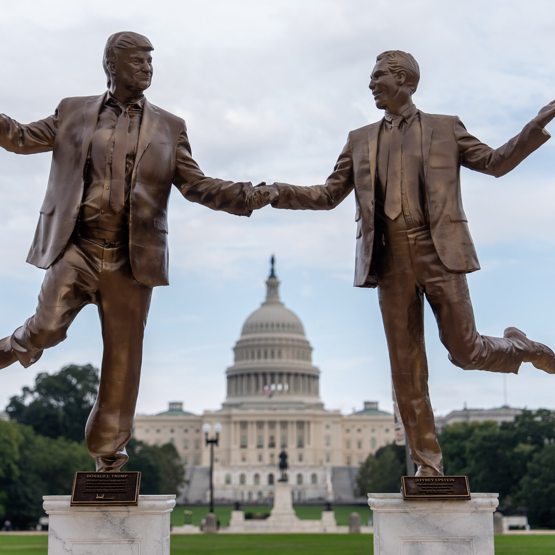 A Statue of Trump and Epstein Holding Hands Is Removed From the National Mall