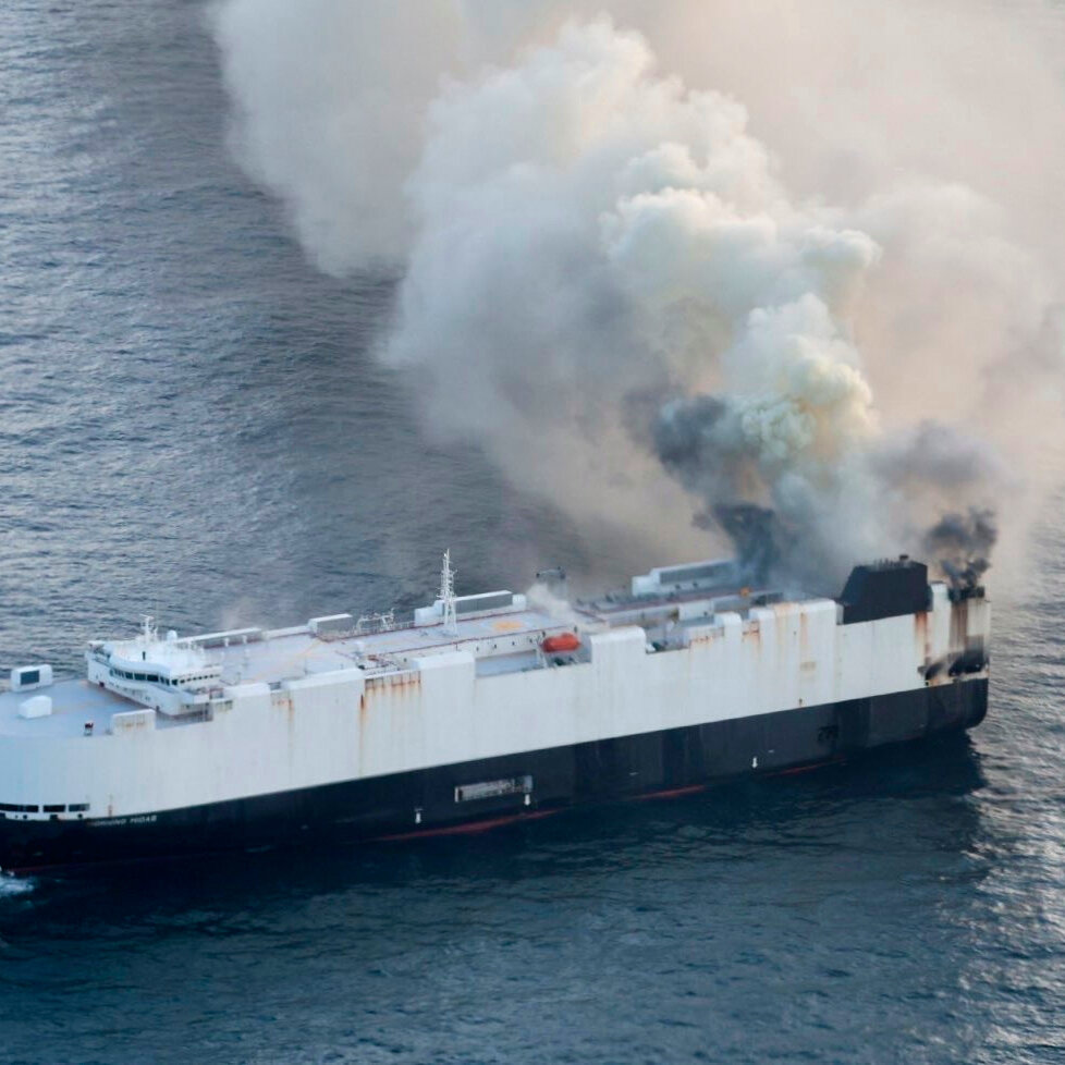 Cargo Ship That Caught Fire Carrying Electric Vehicles Sinks in the Pacific
