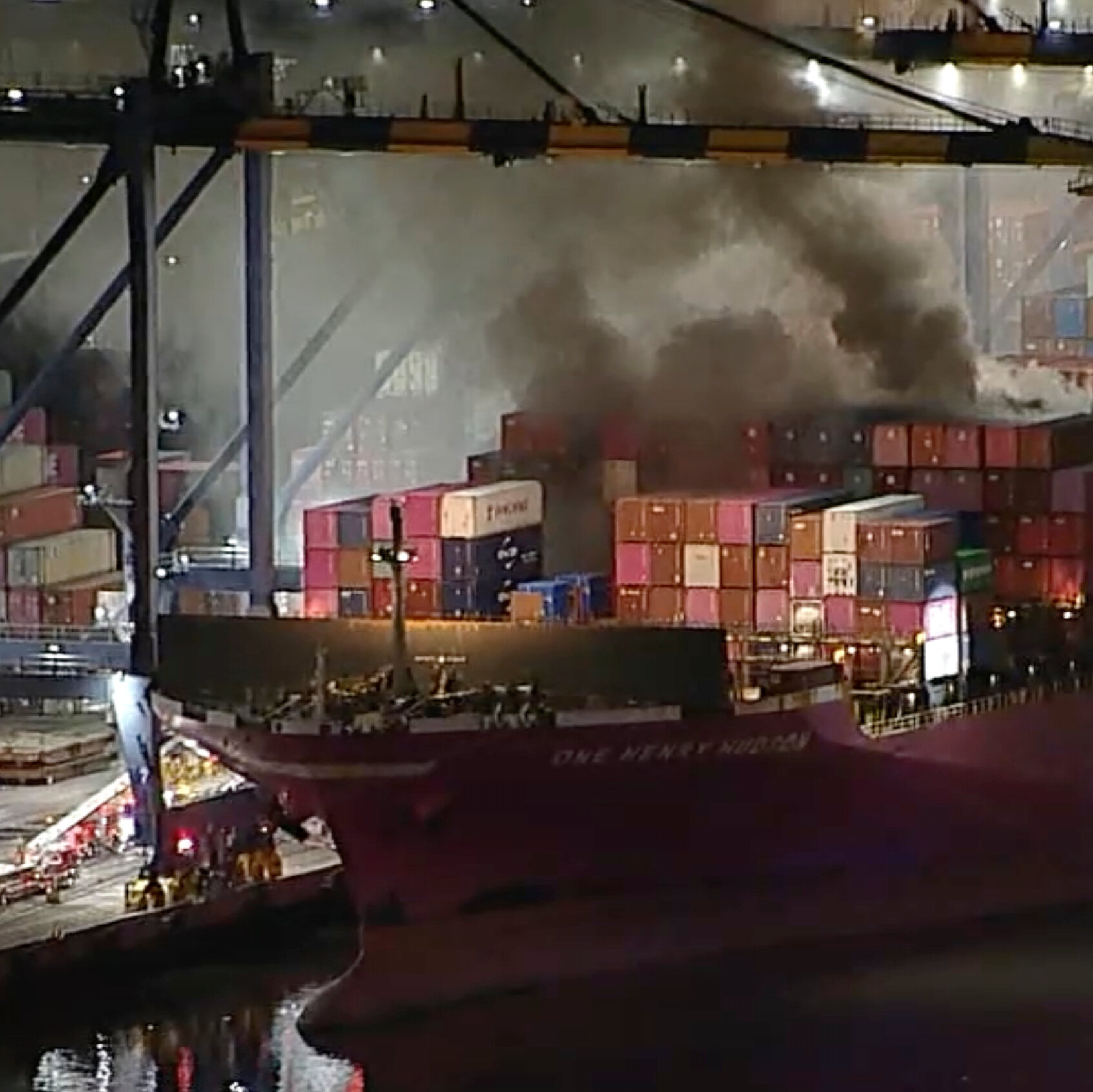 Fire Breaks Out on Cargo Ship in the Port of Los Angeles