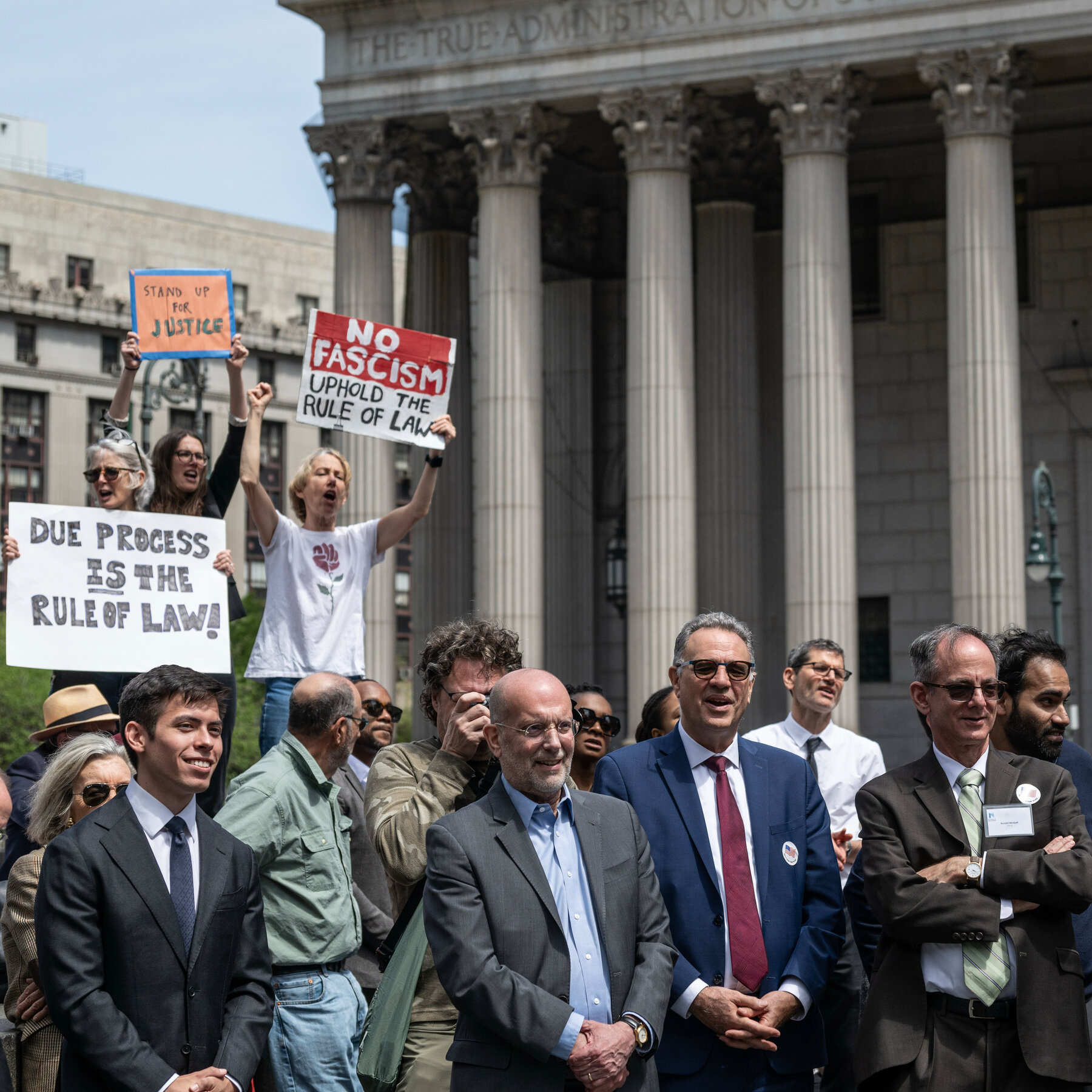 In Suits and Ties, Lawyers Protest Trump’s Attacks on the Legal System