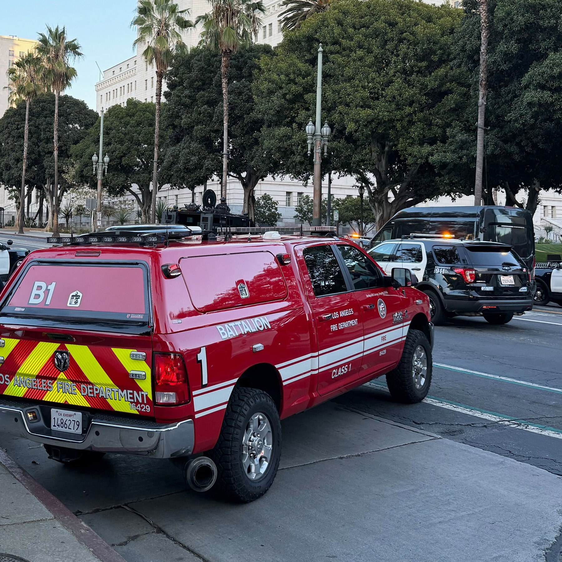 Man Drives Car Onto Sidewalk Outside L.A. City Hall, Barricading Himself Inside