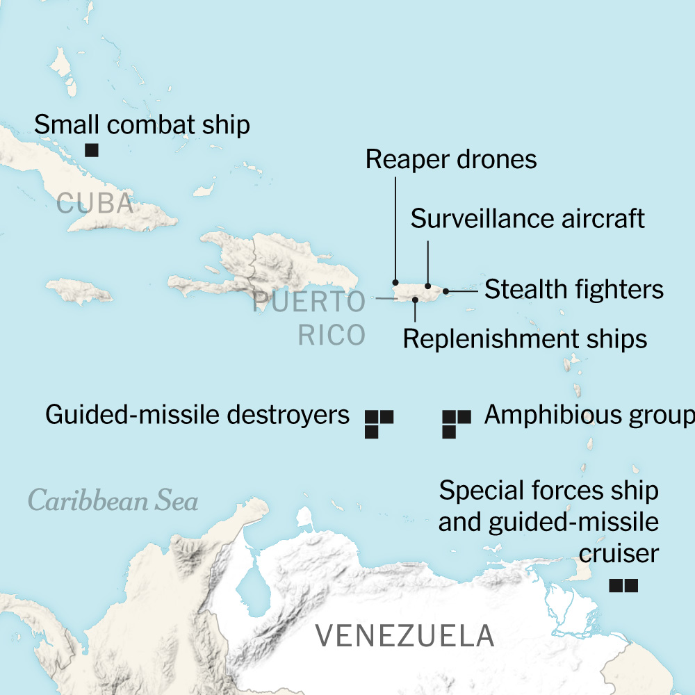 Maps: Where the U.S. Is Building Up Military Force in the Caribbean