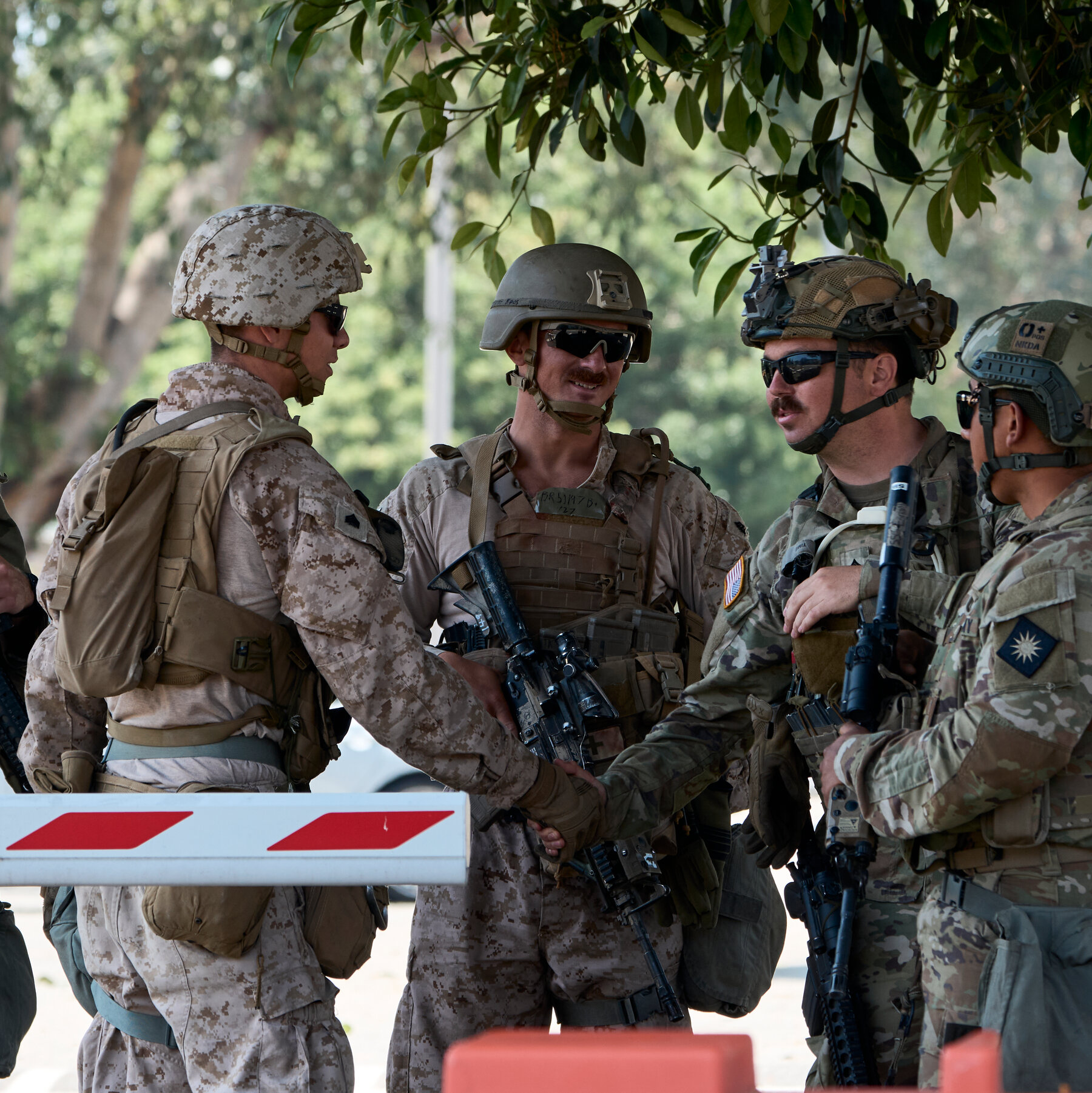 Marines begin taking over guarding a federal building in Los Angeles.