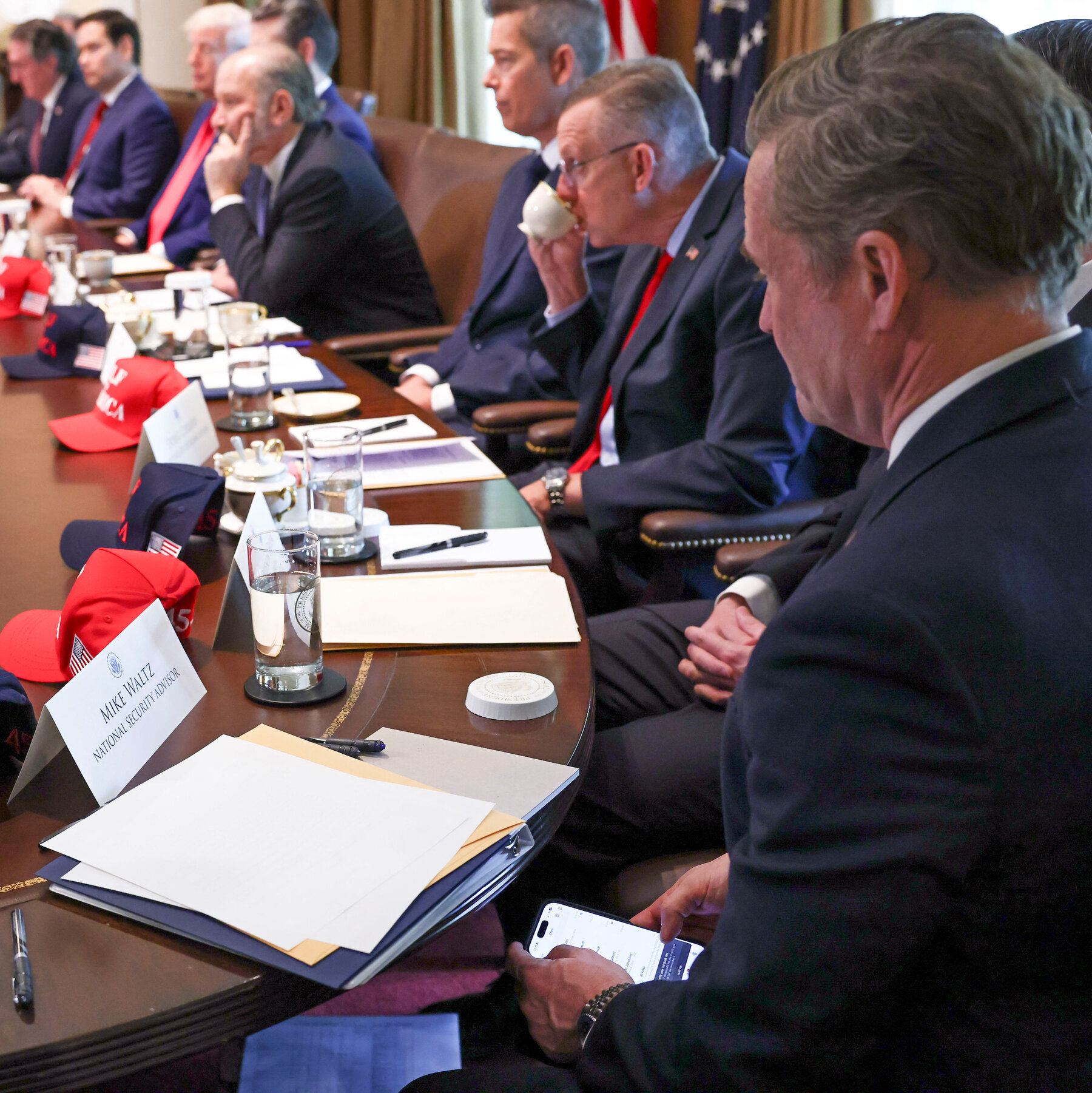 Photo Shows Waltz’s Conversations on a Version of Signal