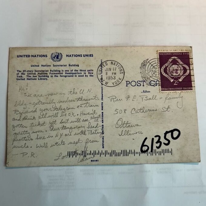 Postcard Sent From the U.N. Is Returned to Sender After 72 Years