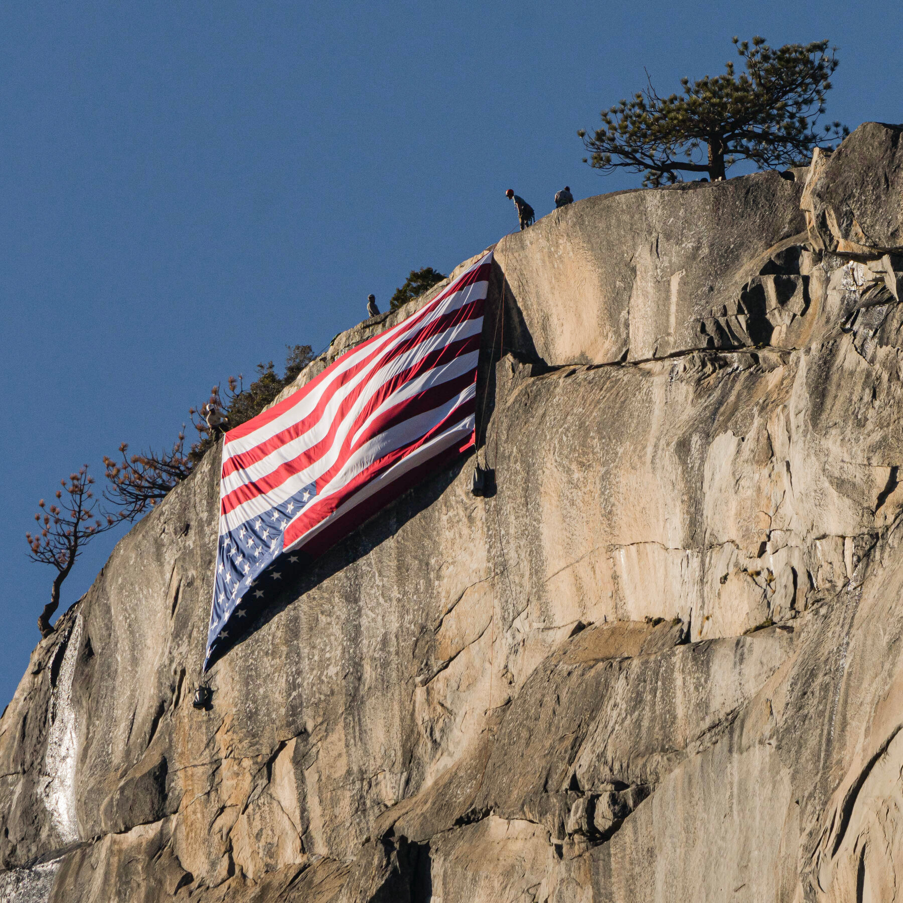 Protesters Display Upside-Down American Flag at Yosemite