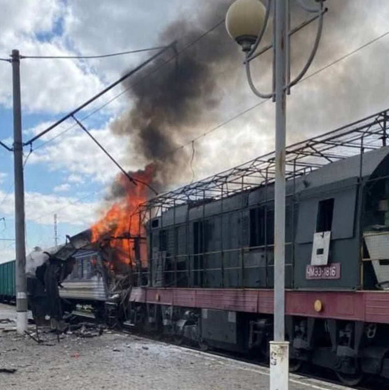 Russian Drones Hit 2 Passenger Trains, Ukraine Says