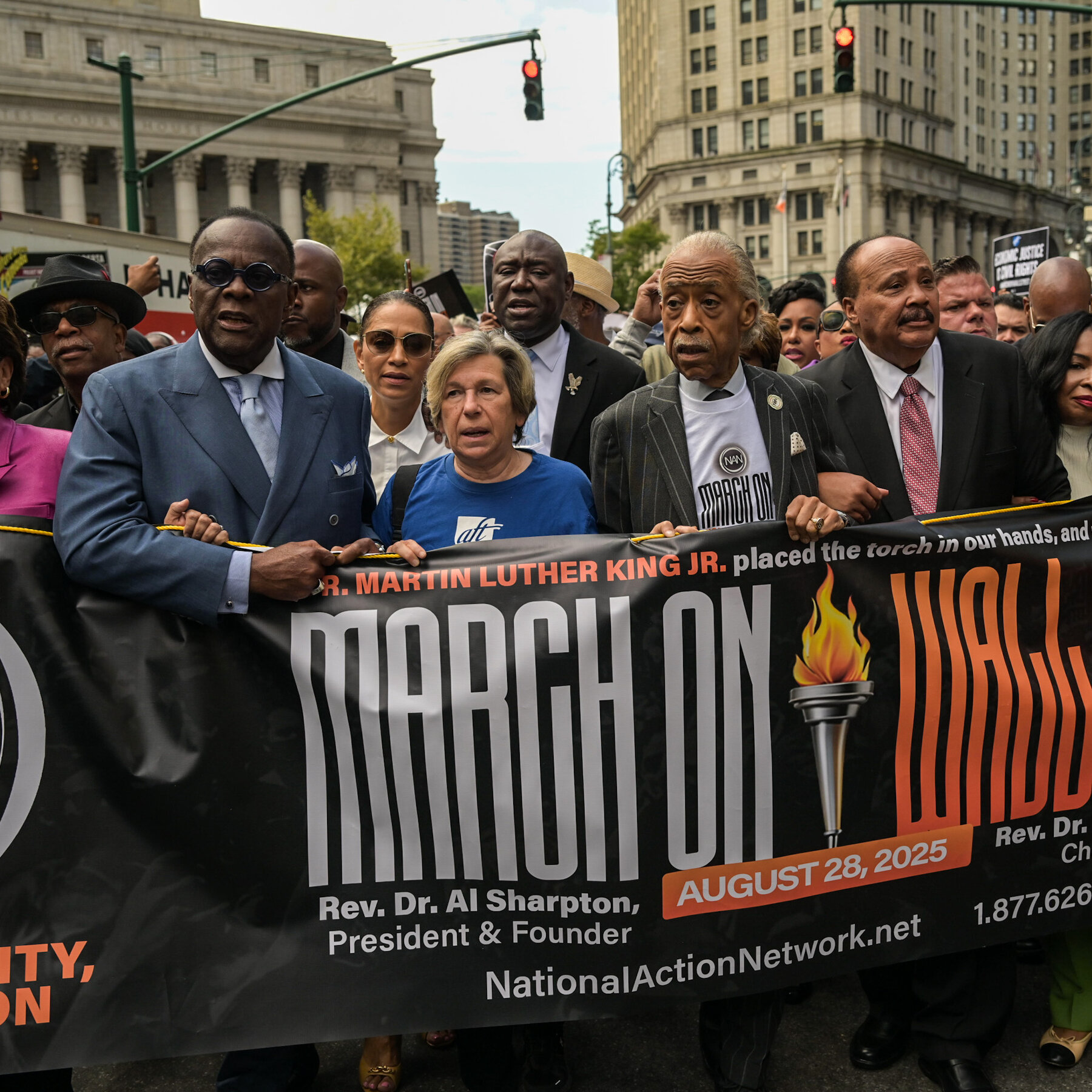 Sharpton, Mamdani and Hundreds More Gather in Lower Manhattan for ‘March on Wall Street’