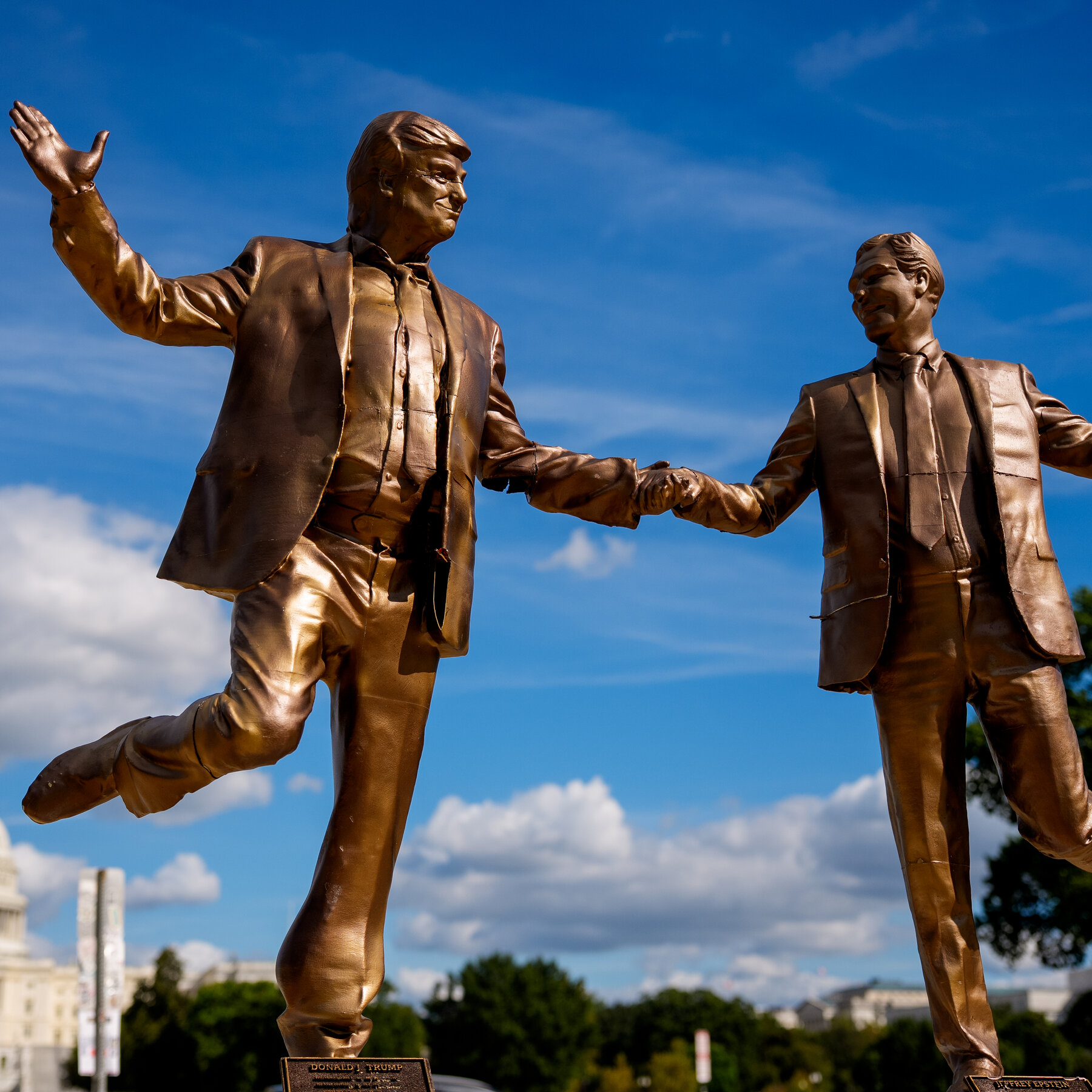 Statue of Trump and Epstein Holding Hands Returns to National Mall