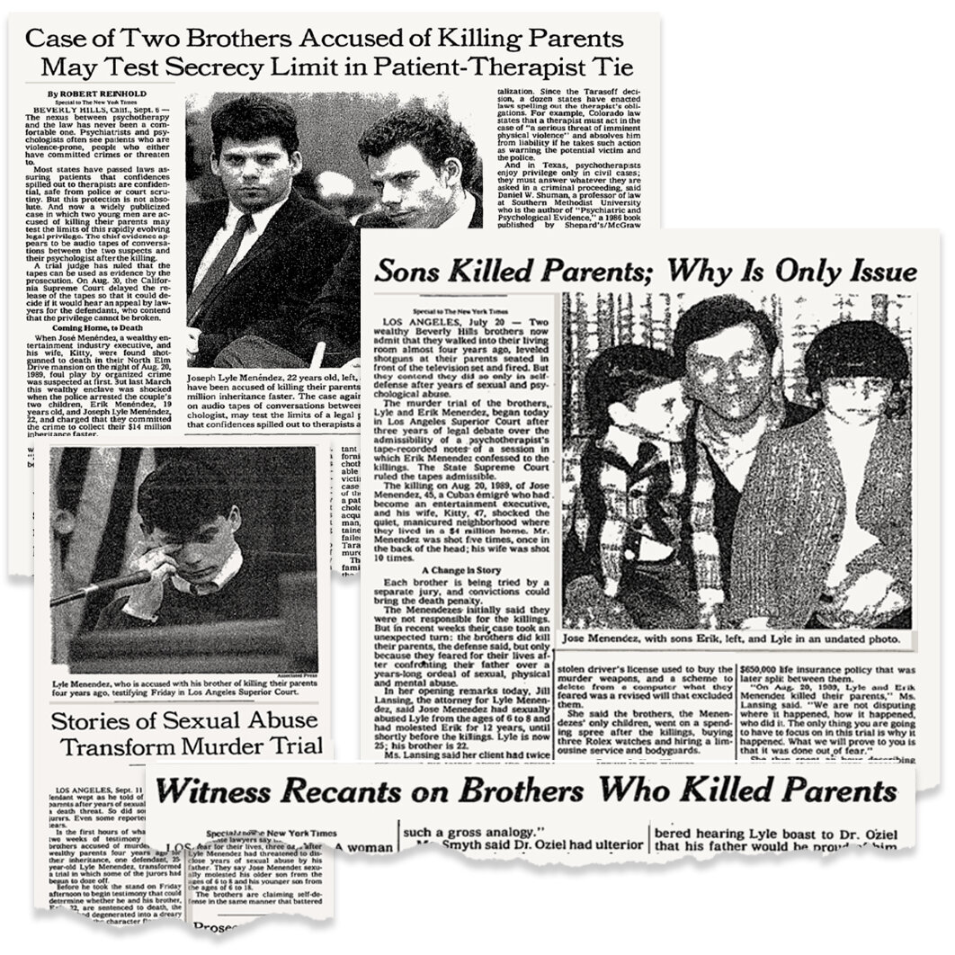 The Menendez murder case through the pages of The New York Times.