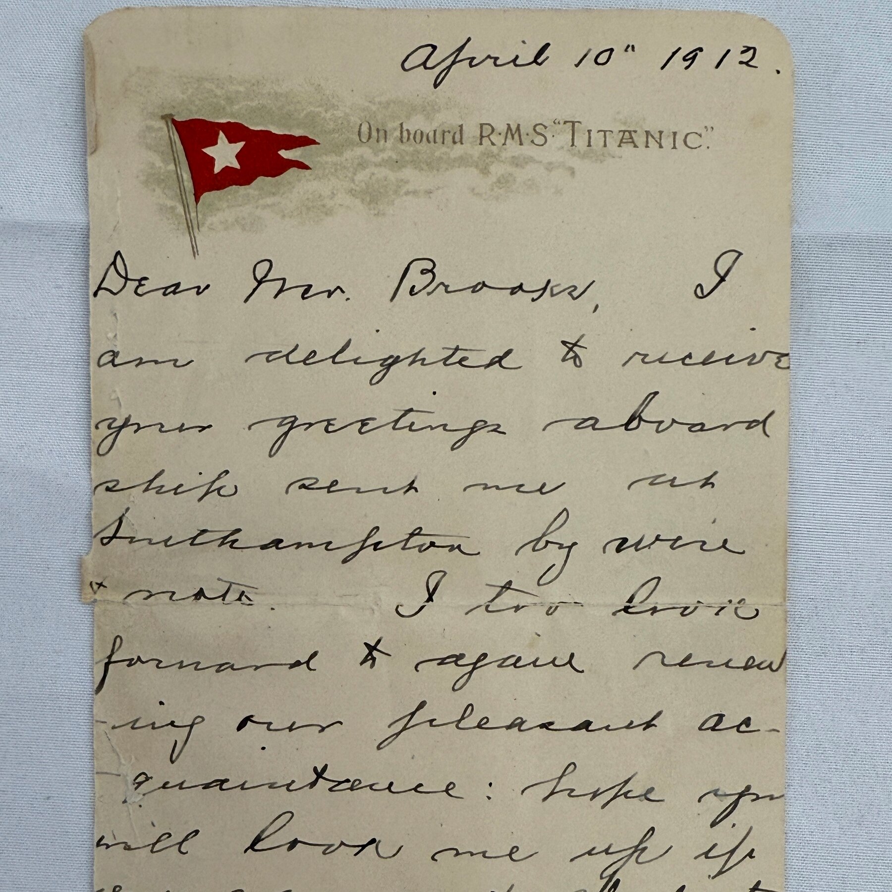 Titanic Survivor’s Letter, Written Aboard the Ship, Sells for Nearly $400,000