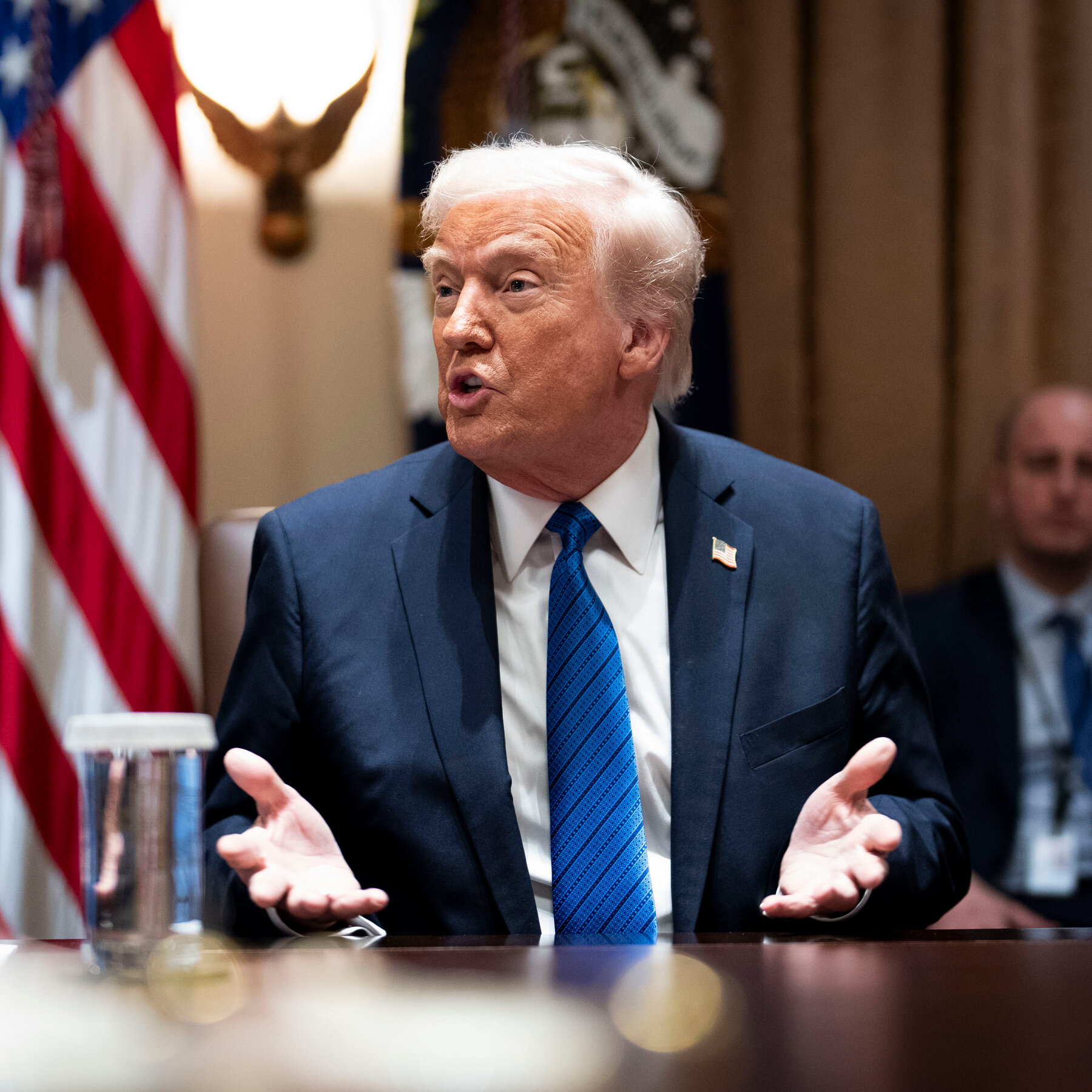 Trump Downplays Signal Leak, Backing Waltz and Pointing Finger at Journalist