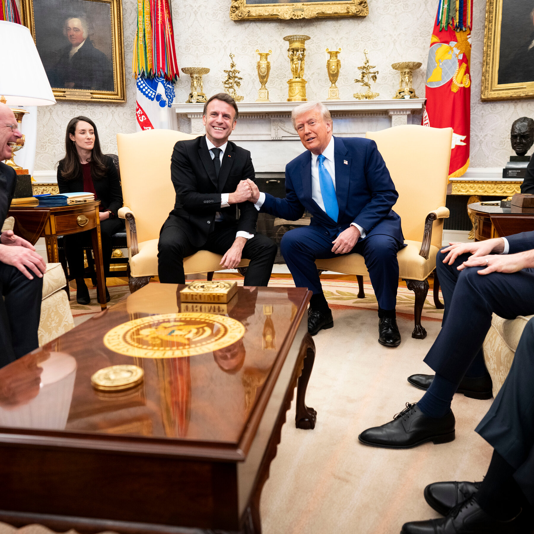Trump, Meeting With Macron, Says He Might Visit Russia